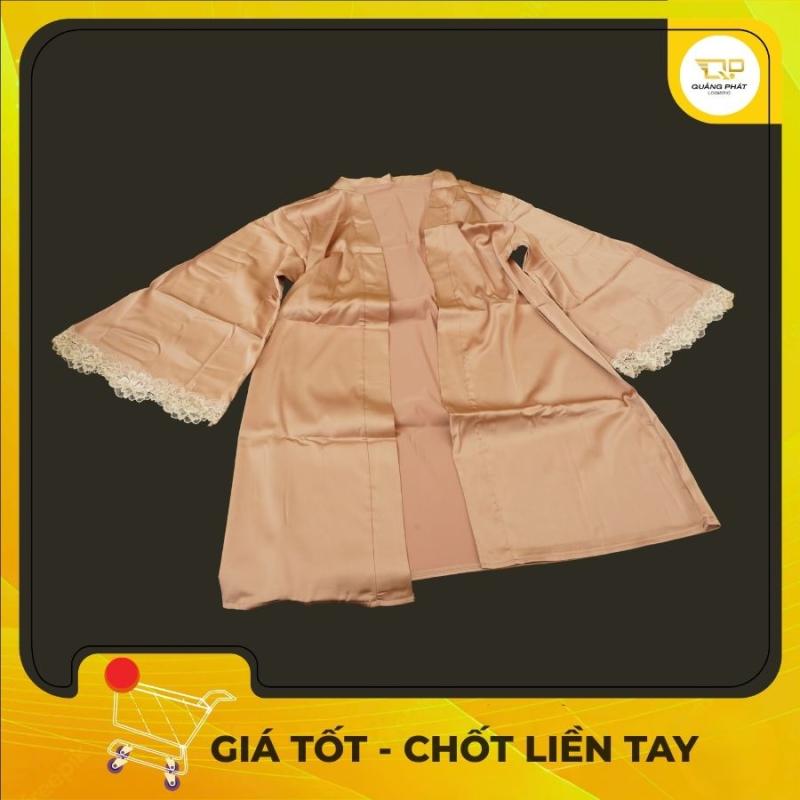 Áo Choàng Ngủ Lụa Kimono Phối Ren Cao Cấp